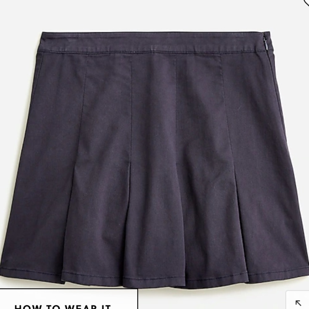 J Crew Pleated chino mini skirt Navy Blue Size 8 Tall